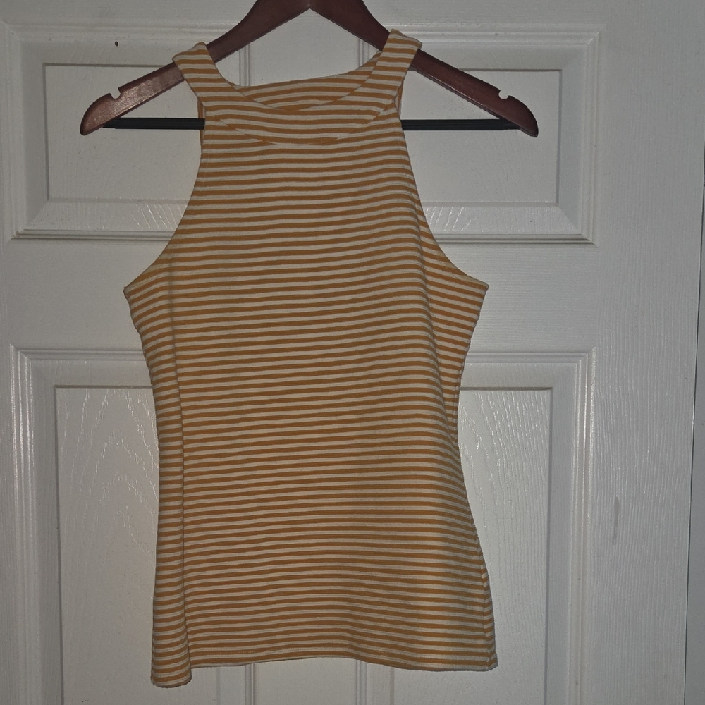 Deletta Mustard Striped Tank Top